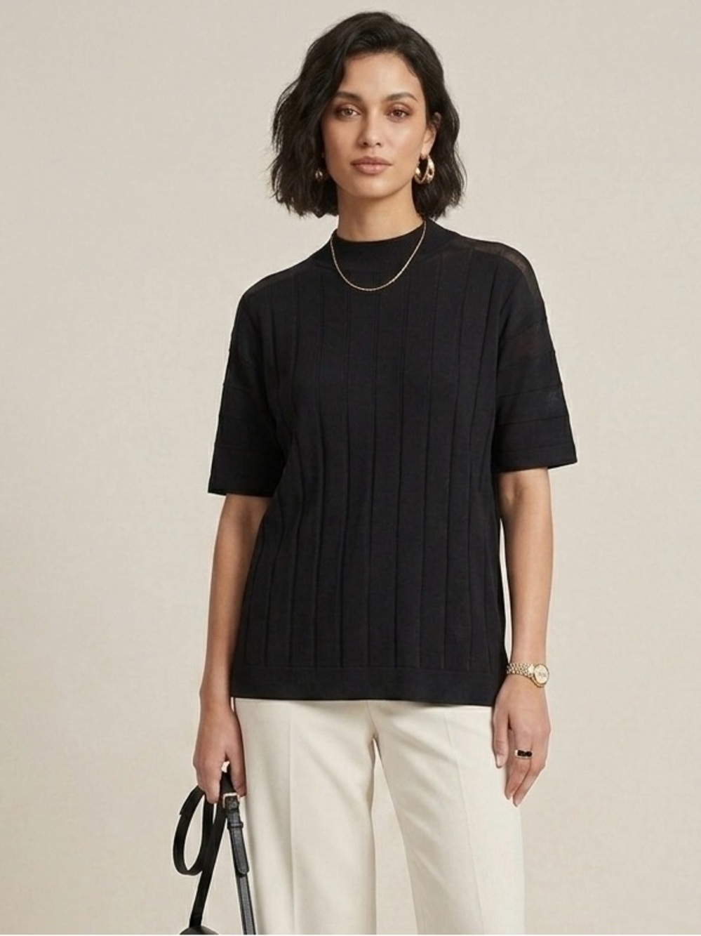 𝙲𝙾𝚂 short sleeve ribber mock neck size XS in black